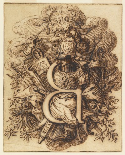 Ornamentaler Entwurf für den Buchstaben B von Gilles Marie Oppenord