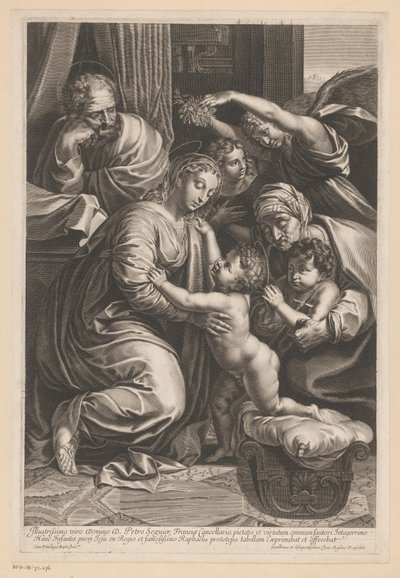 Heilige Familie mit Elisabeth, Johannes dem Täufer und Engeln von Gilles Rousselet
