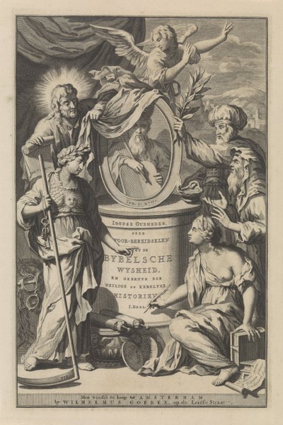 Biblische Figuren enthüllen das Porträt von Moses von Gilliam van der Gouwen