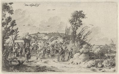 Kutsche und Reiter auf einem Landweg von Gillis van Scheyndel (I)