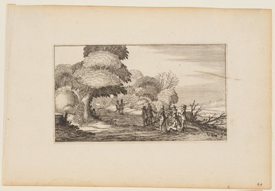 Männer mit Musketen auf einem Pfad durch den Wald, aus Zwölf Landschaften mit Figuren von Gillis van Scheyndel