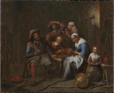 Ein Innenraum mit Handwerkern und Bauern beim Essen und Trinken von Gillis van Tilborgh