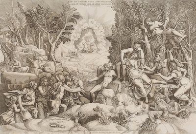 Kephalos trauert um Prokris (nach einer Zeichnung von Giulio Romano) von Giorgio Ghisi