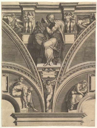 Die persische Sibylle, aus der Serie der Propheten und Sibyllen in der Sixtinischen Kapelle von Giorgio Ghisi