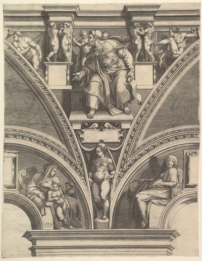 Der Prophet Ezechiel, aus der Serie der Propheten und Sibyllen in der Sixtinischen Kapelle von Giorgio Ghisi