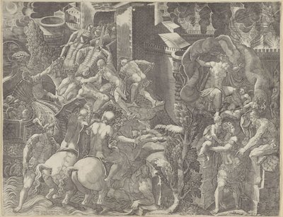 Der Fall von Troja und die Flucht des Aeneas von Giorgio Ghisi