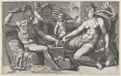 Venus und Vulkan in der Schmiede des Vulkan von Giorgio Ghisi