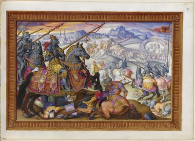 Suleiman und seine Armee werden von der Belagerung Wiens vertrieben von Giorgio Giulio (attr. to) Clovio