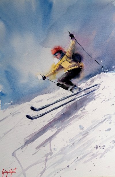 Dynamische Skifahrer Aktion von Giorgio Gosti