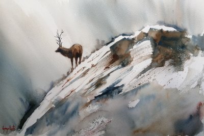 Elch in Winterbergen von Giorgio Gosti