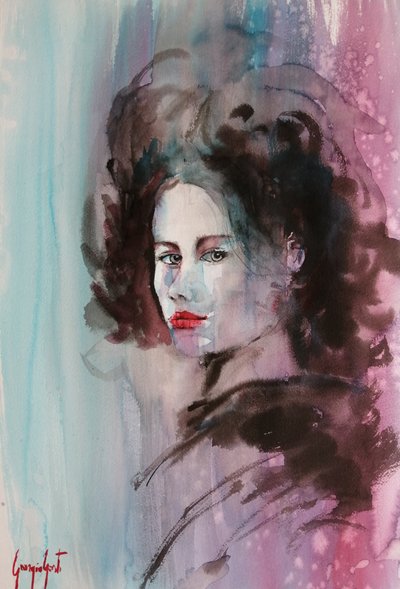Ausdrucksstarke Aquarell Frau von Giorgio Gosti