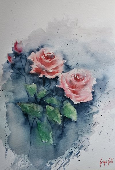 Rosa Aquarellrosen von Giorgio Gosti