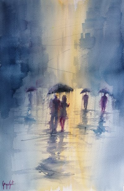 Regnerische Stadt Regenschirme von Giorgio Gosti