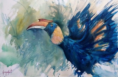Tropischer Blauer Hornvogel von Giorgio Gosti