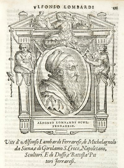 Mailand, Biblioteca Braidense, Vite de piv excellent, Giorgio Vasari 1568, Alfonso Lombardi von Giorgio Vasari