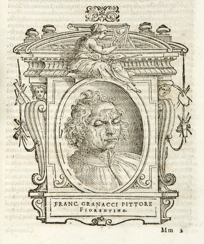 Mailand, Biblioteca Braidense, Vite de piv excellent, Giorgio Vasari 1568, Francesco Granacci von Giorgio Vasari