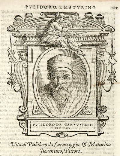 Milan, Biblioteca Braidense, Vite de piv excellent, Giorgio Vasari 1568, Polidoro da Caravaggio von Giorgio Vasari