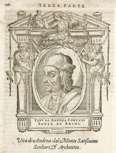 Milan, Braidense Library, Vite de piv excellent, Giorgio Vasari 1568, Andrea Contucci von Giorgio Vasari