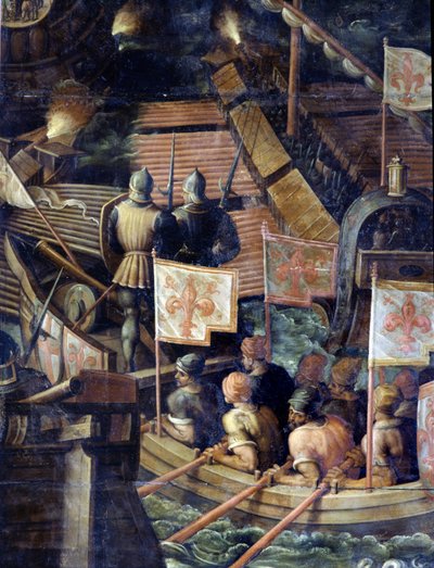 Seeschlacht zwischen Florenz und Pisa (Detail) von Giorgio Vasari