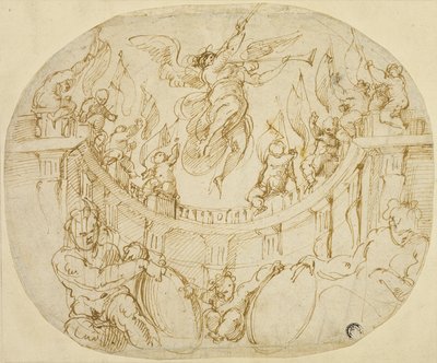 Studie für Allegorie der zwei Quartieri von Florenz von Giorgio Vasari