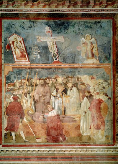 Leben des Heiligen Franziskus von Assisi: Die Überprüfung der Stigmata (St. Jerome untersucht die Stigmata) - Fresko von Giotto (c.1266 1337)
