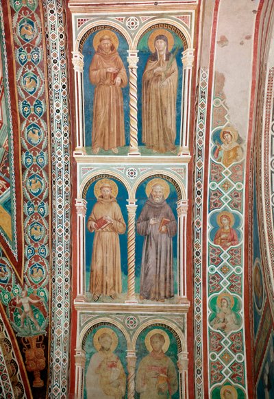 Darstellung der Heiligen Franz von Assisi, St. Klara, St. Benedikt und St. Antonius von Padua von Giotto (c.1266 1337)
