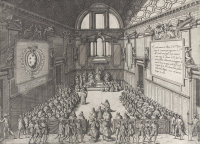 Audienz von Papst Pius V. für Cosimo I., Herzog der Toskana, 1575-99 von Giovanni Ambrogio Brambilla