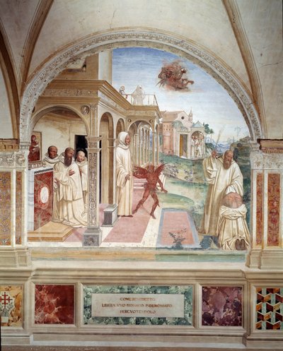 Benedikt befreit einen Mönch, der von einem Dämon besessen ist (Detail) von Giovanni Antonio Bazzi Sodoma