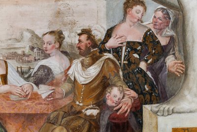 Kartenspiel, Hauptsaal, ca. 1570 (Fresko) von Giovanni Antonio Fasolo