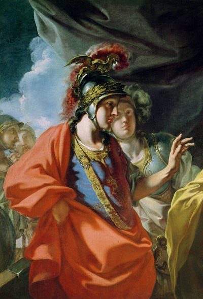 Die Gnade Alexanders des Großen (356-323 v. Chr.) vor der Familie des Darius III (gest. 330 v. Chr.) (Detail) von Giovanni Antonio Pellegrini