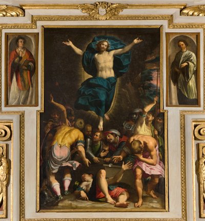Kapelle Unserer Lieben Frau des Volkes, Zweites Joch Südseite, Giovan Battista Trotti genannt der Malosso, Auferstehung 1594 von Giovanni Battista Trotti