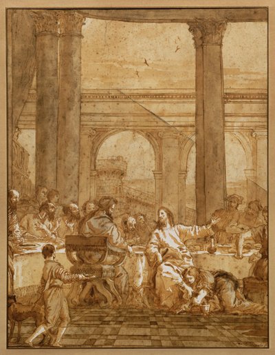 Das Mahl im Haus des Pharisäers Simon, mit der Sünderin, die Christi Füße mit ihren Tränen wäscht und mit ihrem Haar trocknet von Giovanni Battista (1696-1770) Tiepolo