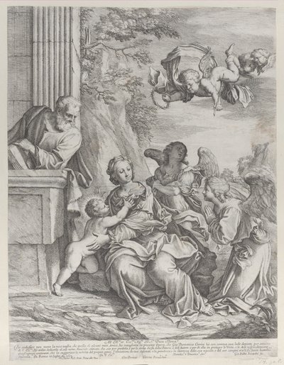 Die Heilige Familie mit Engeln rechts und oben, 1652 von Giovanni Battista Beinaschi