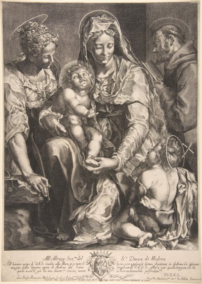 Jungfrau und Kind mit der Heiligen Katharina, Franz von Assisi und Johannes dem Täufer von Giovanni Battista Bonacina