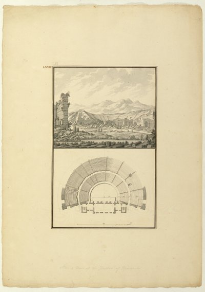 Ansicht und Plan des Theaters von Hierapolis (heute Pamukkale), ca. 1750 von Giovanni Battista Borra