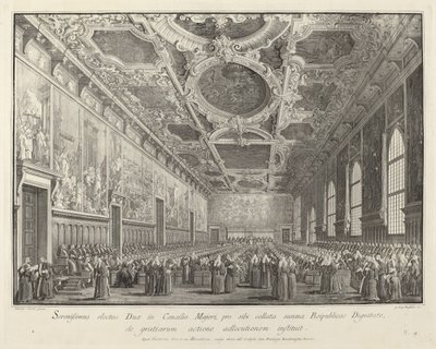 Der Doge dankt im Sala del Consiglio Maggior, 1763-1766 von Giovanni Battista Brostoloni