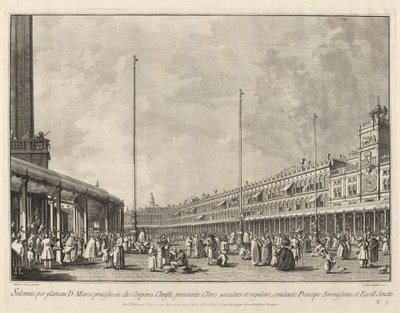 Prozession am Fronleichnamstag auf der Piazza San Marco von Giovanni Battista Brustolon after Canaletto