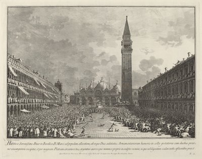 Der Doge wird über den Piazza San Marco getragen von Giovanni Battista Brustolon after Canaletto
