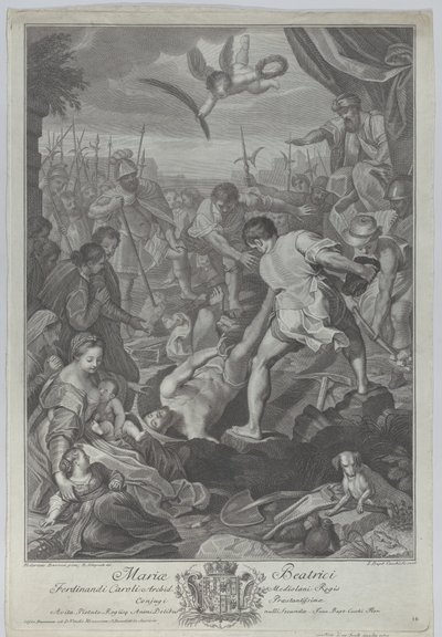 Das Martyrium des Heiligen Vitalis von Mailand, der lebendig begraben wird, 1776 von Giovanni Battista Cecchi