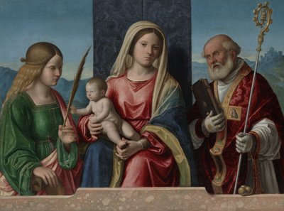 Jungfrau und Kind mit den Heiligen Katharina und Nikolaus, 1510-17 von Giovanni Battista Cima da Conegliano
