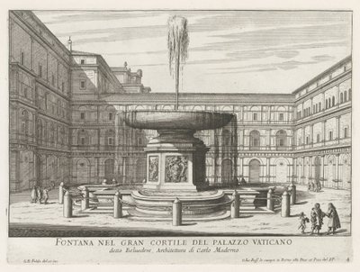 Brunnen im Cortile del Belvedere im Vatikan (Serie) von Giovanni Battista Falda