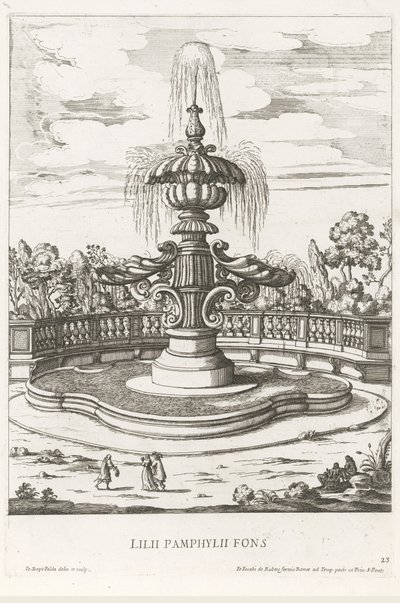 Fontäne in den Gärten der Villa Doria Pamphilj in Rom (Le fontane ne palazzi e ne giardini di Roma) von Giovanni Battista Falda
