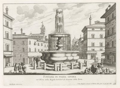 Brunnen auf der Piazza Giudia in Rom von Giovanni Battista Falda