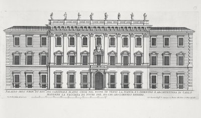 Ansicht der Fassade des Palazzo Chigi, Rom, entworfen von Matteo di Castello, Carlo Maderno (1556-1629) und Giovanni Bernini (1598-1680) von Giovanni Battista Falda