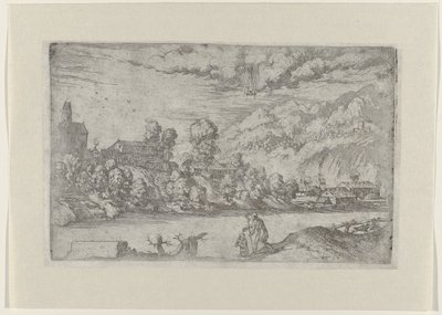 Flusslandschaft mit der Taufe Christi von Giovanni Battista Fontana