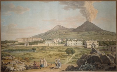 Die Hänge des Vesuvs von Portici mit Blick auf den Bourbonenpalast, von Giovan Battista Lusieri, Gouache. von Giovanni Battista Lusieri