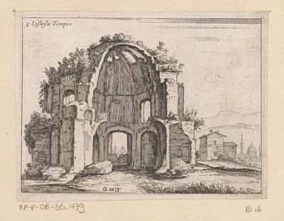 Reste des Tempels der Minerva Medica in einer Landschaft von Giovanni Battista Mercati