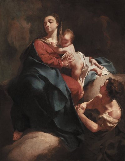 Madonna mit Kind und einer verehrenden Figur, zwischen 1715 und 1718 von Giovanni Battista Piazzetta