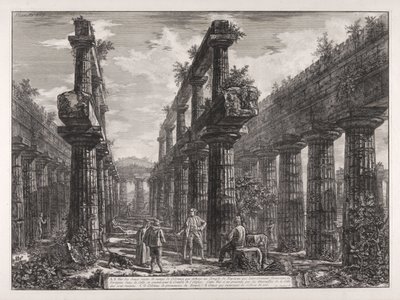 A., B. Ansicht der beiden erhaltenen Säulenreihen im Neptuntempel, die seitlich die Säulengänge in der Cella bildeten und das Dach des Gebäudes trugen... von Giovanni Battista Piranesi