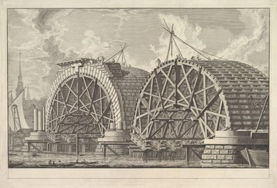 Ansicht eines Teils der geplanten Brücke bei Blackfriars, London, ca. 1764 von Giovanni Battista Piranesi